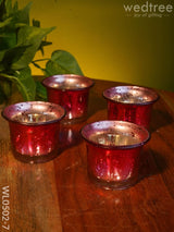 Mercury Glass T Light Holder 2.5 Inch - Set Of 4 Wl0502 Red And Pink Candles Votives