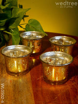 Mercury Glass T Light Holder 2.5 Inch - Set Of 4 Wl0502 Yellow And White Candles Votives