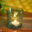 Mercury Glass T-Light Holder 3 Inches - Set Of 4 Blue Candles And Votives