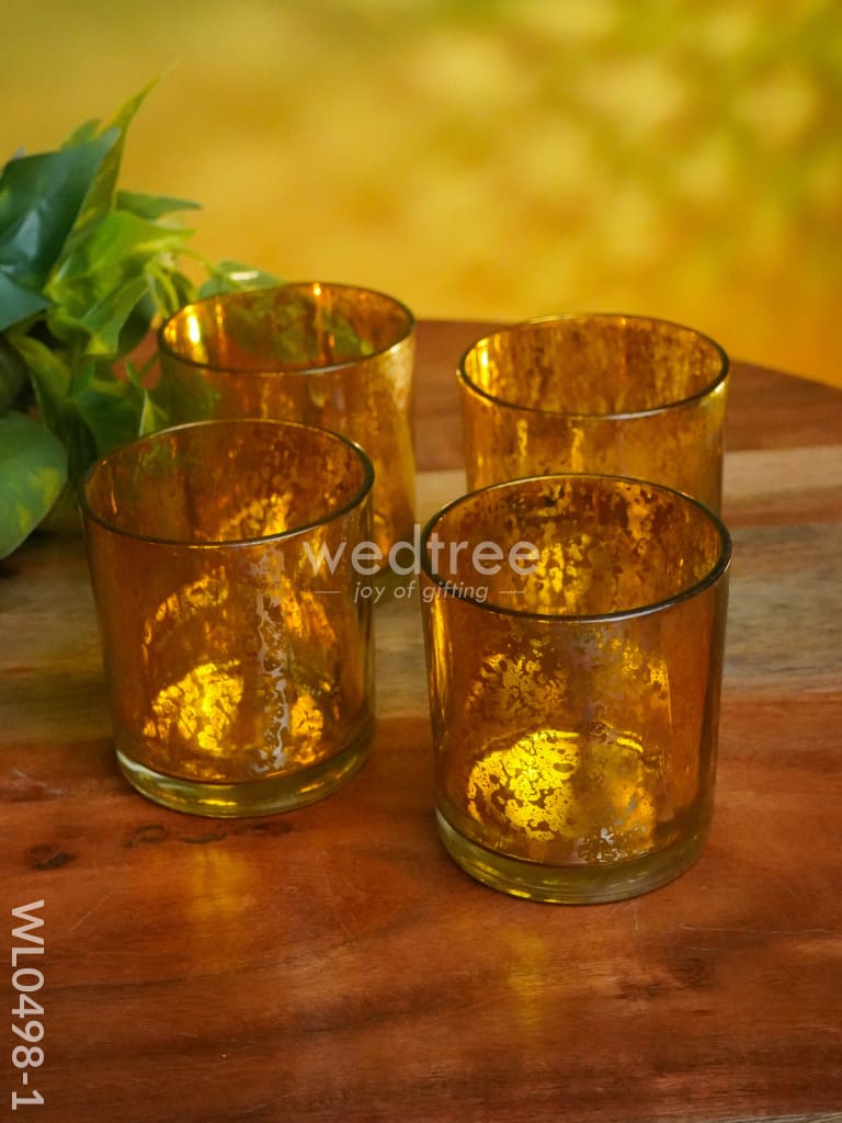 Mercury Glass T-Light Holder 3 Inches - Set Of 4 Candles And Votives