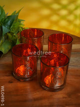 Mercury Glass T-Light Holder 3 Inches - Set Of 4 Candles And Votives