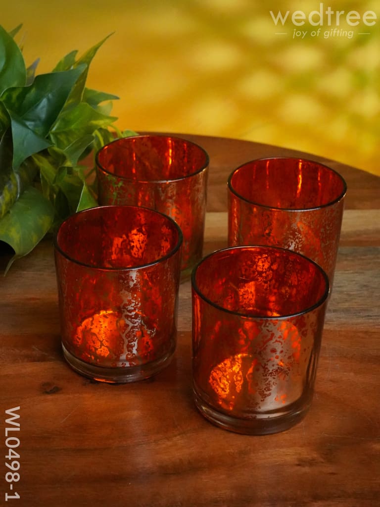 Mercury Glass T-Light Holder 3 Inches - Set Of 4 Candles And Votives