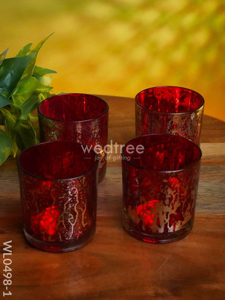 Mercury Glass T-Light Holder 3 Inches - Set Of 4 Candles And Votives