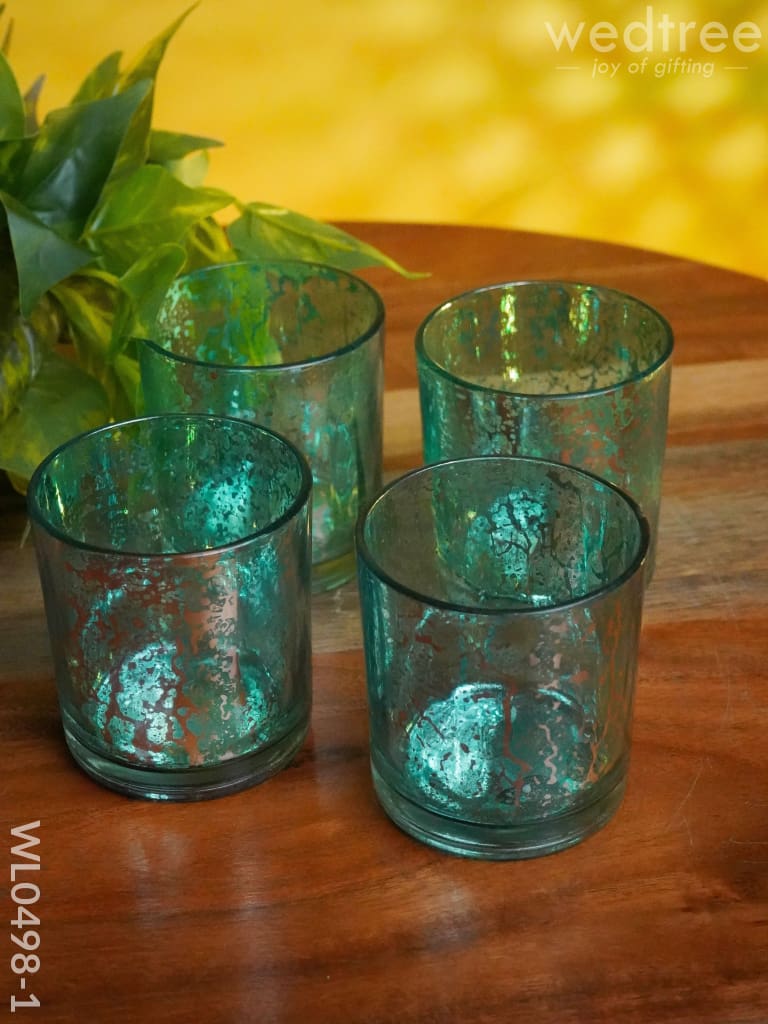 Mercury Glass T-Light Holder 3 Inches - Set Of 4 Candles And Votives