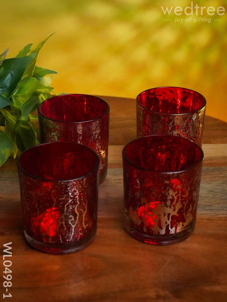 Mercury Glass T-Light Holder 3 Inches - Set Of 4 Candles And Votives