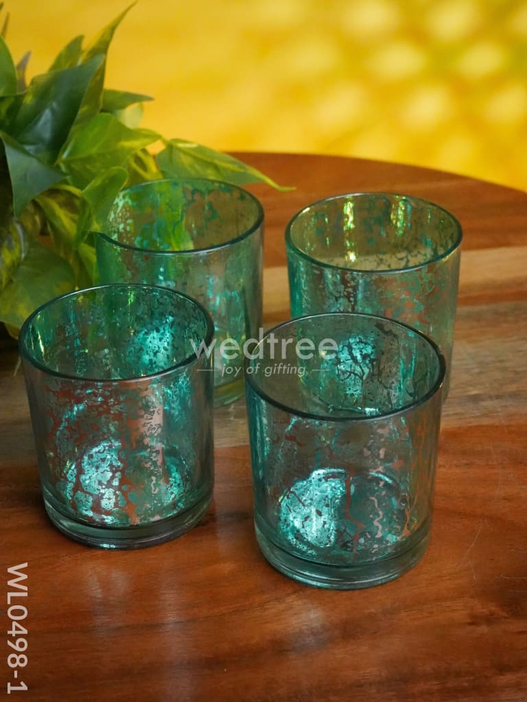 Mercury Glass T-Light Holder 3 Inches - Set Of 4 Candles And Votives