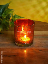 Mercury Glass T-Light Holder 3 Inches - Set Of 4 Orange Candles And Votives