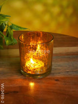 Mercury Glass T-Light Holder 3 Inches - Set Of 4 Yellow Candles And Votives