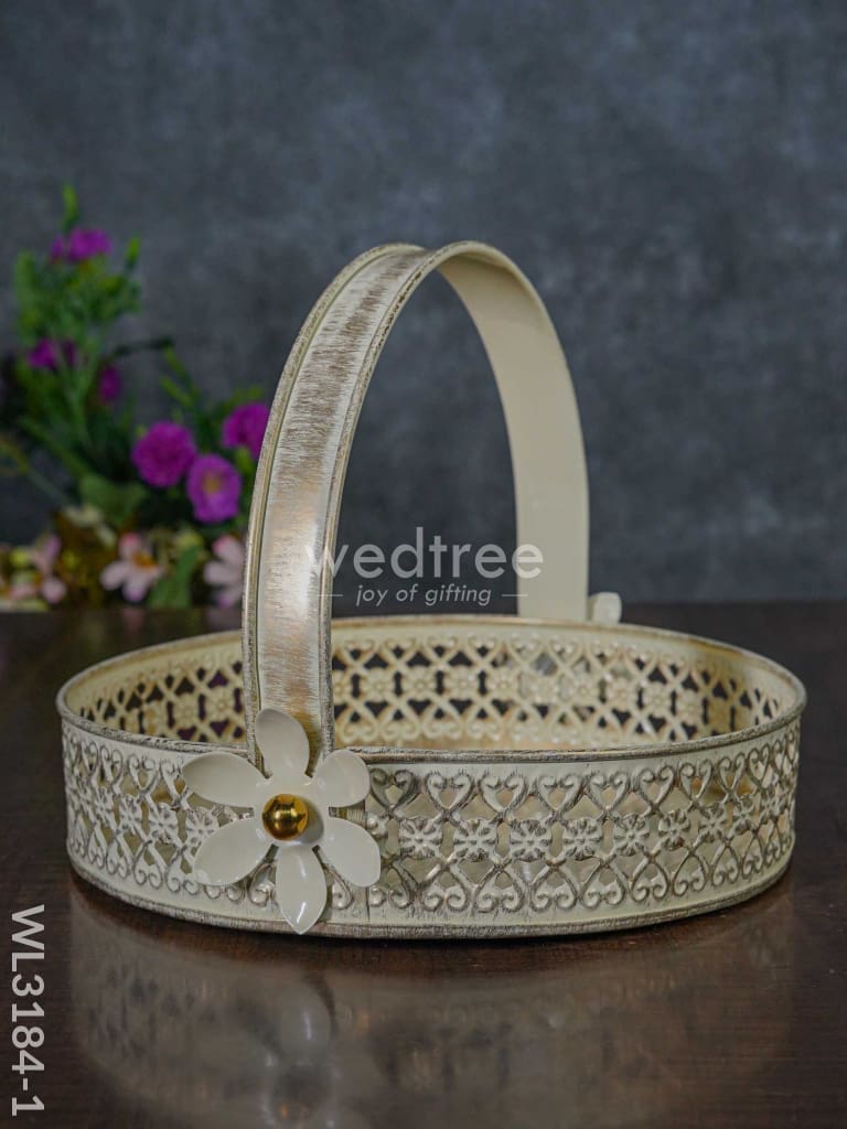 Metal Basket With Dry Fruit Container - Set Of 3 Wl3184 Decor Utility