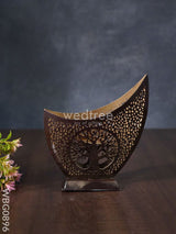 Metal Boat Shaped T-Light Holder In Distressed Finish - Wbg0896 Candles