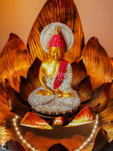 Metal Buddha On Lotus Decor - Wl4043 Showpiece