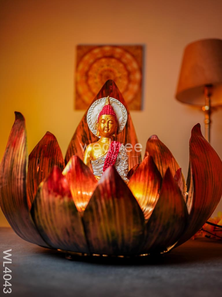 Metal Buddha On Lotus Decor - Wl4043 Showpiece