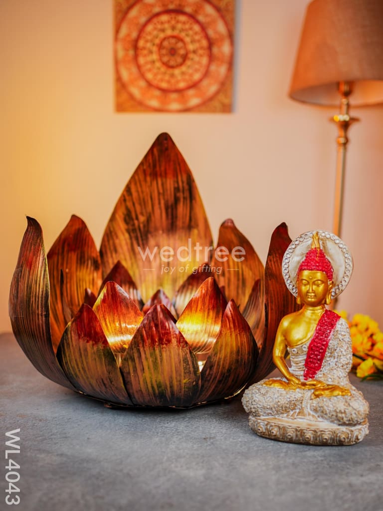 Metal Buddha On Lotus Decor - Wl4043 Showpiece