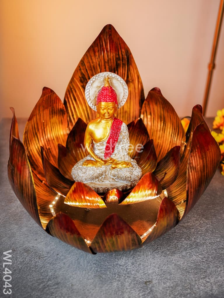 Metal Buddha On Lotus Decor - Wl4043 Showpiece