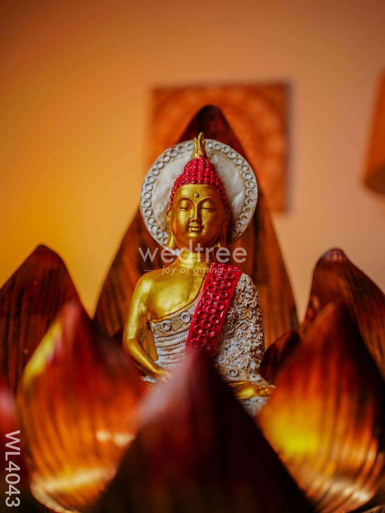 Metal Buddha On Lotus Decor - Wl4043 Showpiece