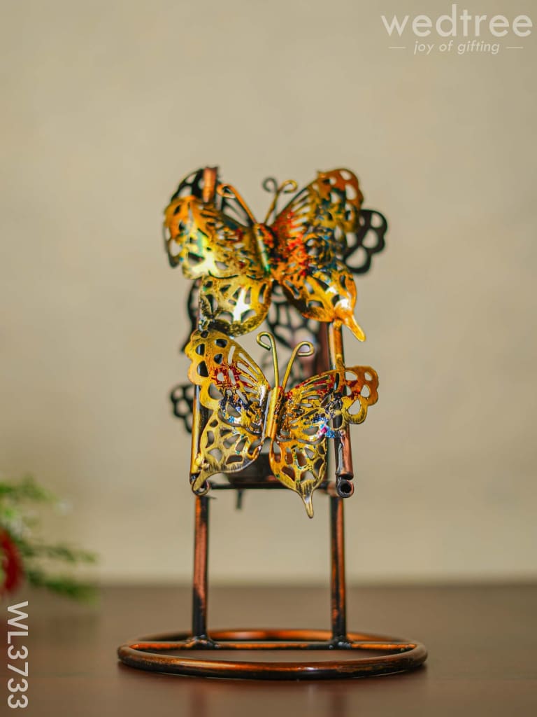 Metal Butterfly T Light Holder With Stand - Wl3733 Decor Utility