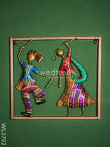 Metal Dandiya Couple In Frame - Wl3792 Decor Hanging