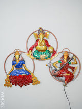 Metal Decor Lakshmi-Ganesha-Saraswathi - Wl4582 Hanging