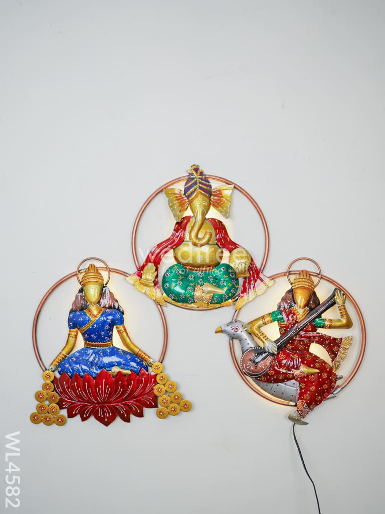 Metal Decor Lakshmi-Ganesha-Saraswathi - Wl4582 Hanging