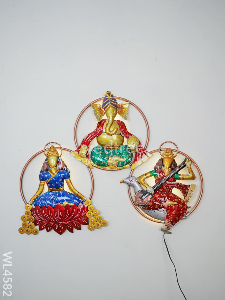 Metal Decor Lakshmi-Ganesha-Saraswathi - Wl4582 Hanging