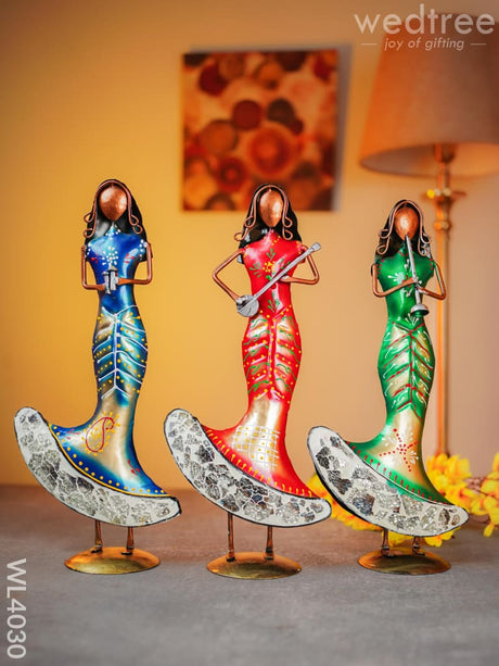 Metal Decor Women Musicians - Set Of 3 Wl4030 Showpiece