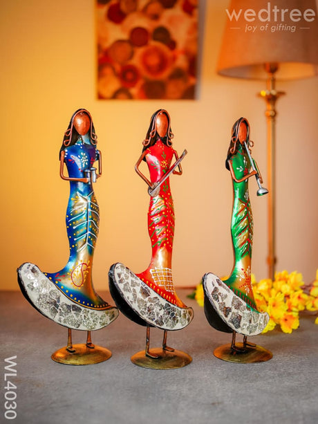 Metal Decor Women Musicians - Set Of 3 Wl4030 Showpiece