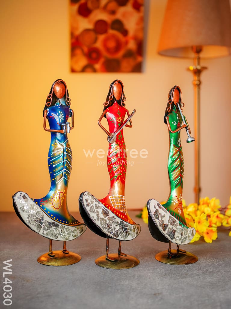 Metal Decor Women Musicians - Set Of 3 Wl4030 Showpiece