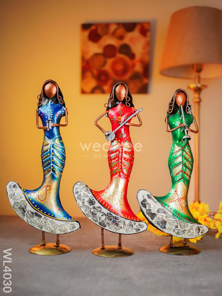 Metal Decor Women Musicians - Set Of 3 Wl4030 Showpiece