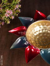 Metal Diya Urli - Leaf ( 12 Inch ) Wl2115 Decor