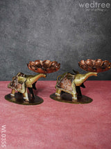 Metal Elephant T-Light Holder - Set Of 2 Wl0355 Candles And Votives