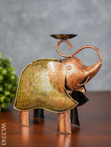 Metal Handpainted Elephant T Light Holder - Wl3743 Decor Utility