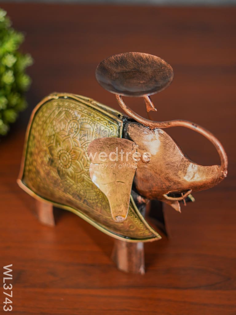 Metal Handpainted Elephant T Light Holder - Wl3743 Decor Utility