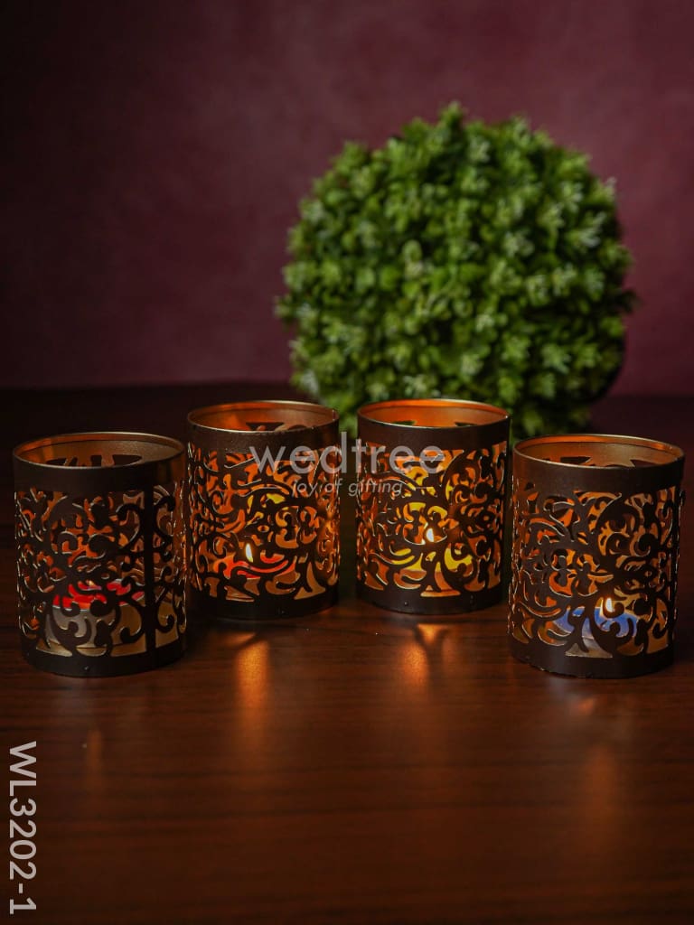 Metal Engraved Votives Set Of - 4 Wl3202-1 Candles And Votives