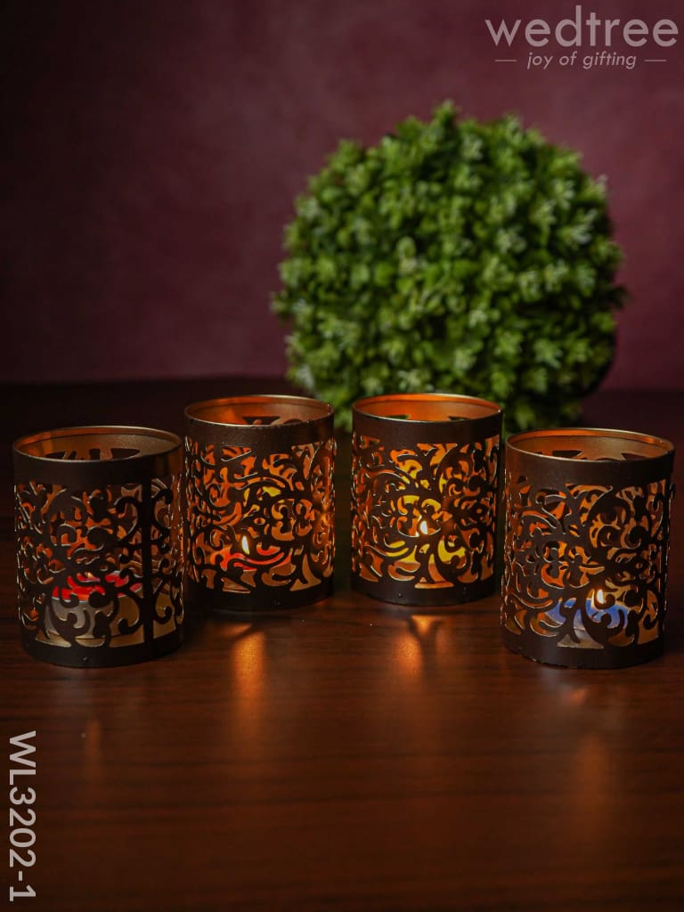 Metal Engraved Votives Set Of - 4 Wl3202-1 Candles And Votives