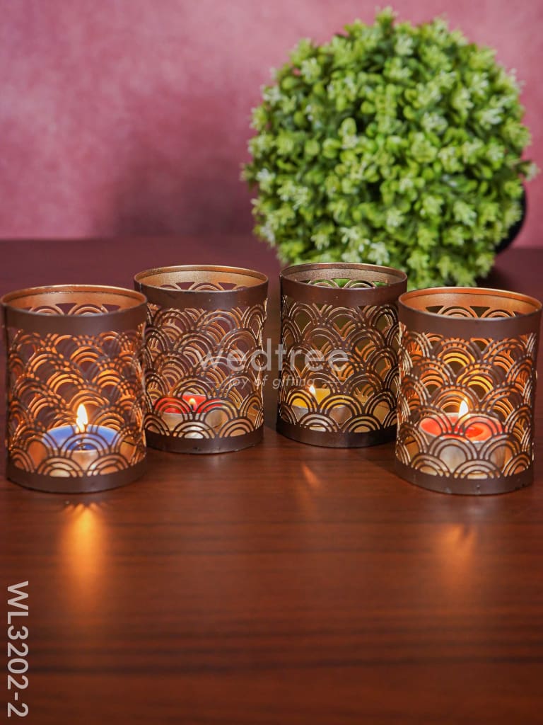 Metal Engraved Votives Set Of - 4 Wl3202-2 Candles And Votives