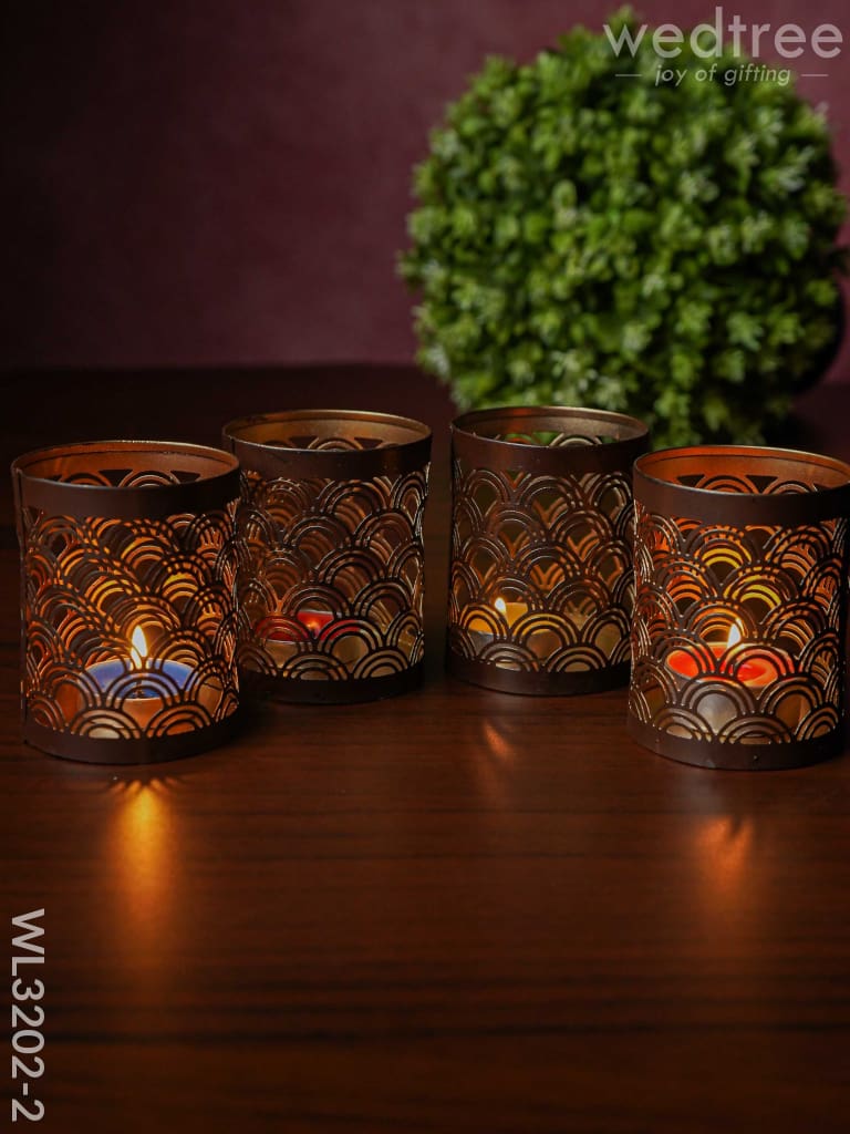 Metal Engraved Votives Set Of - 4 Wl3202-2 Candles And Votives