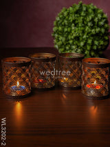 Metal Engraved Votives Set Of - 4 Wl3202-2 Candles And Votives