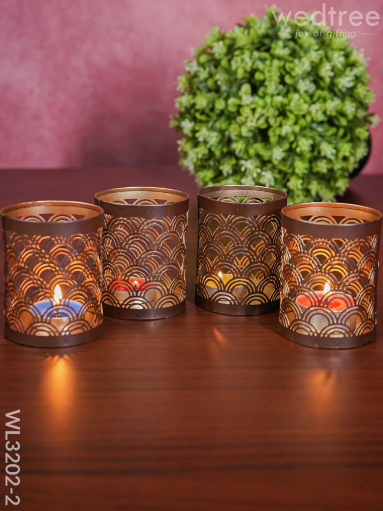 Metal Engraved Votives Set Of - 4 Wl3202-2 Candles And Votives