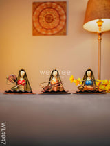 Metal Sitting Lady Musicians - Set Of 3 Wl4047 Decor Showpiece