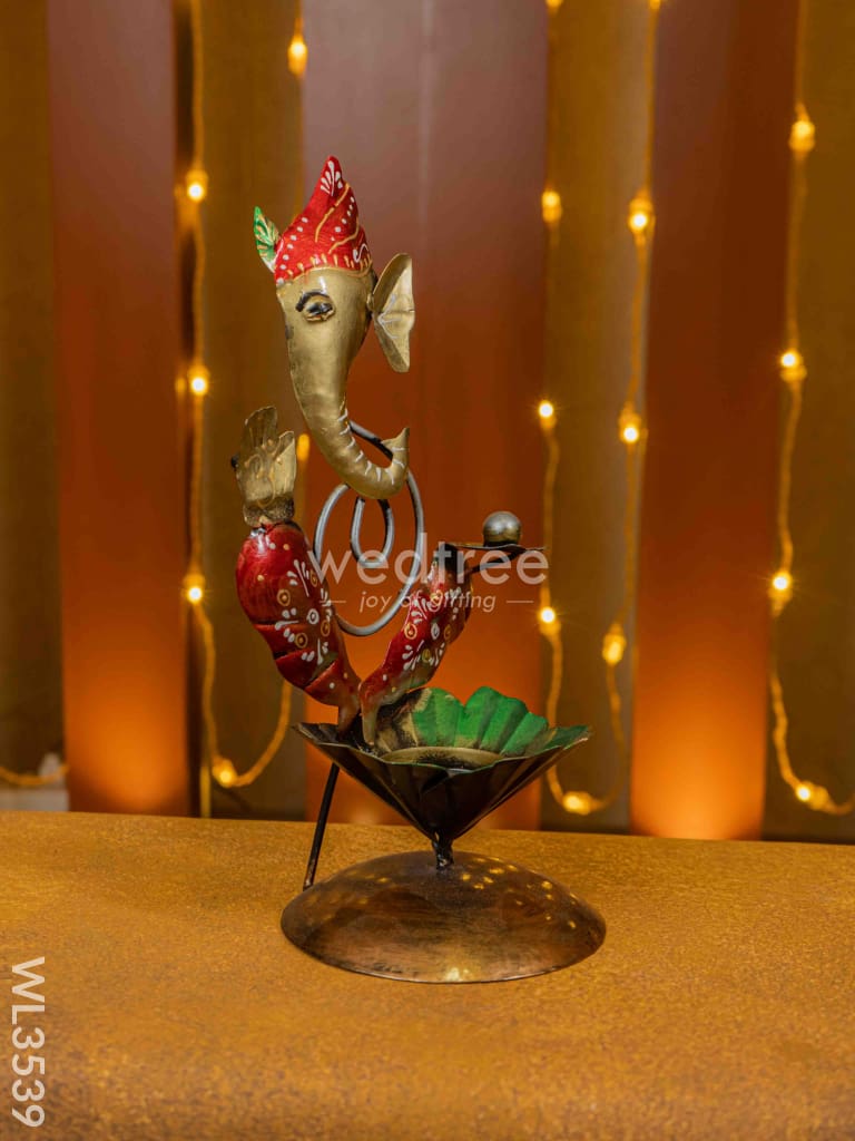 Metal Ganesha T Light Holder - Wl3539 Candles & Votives