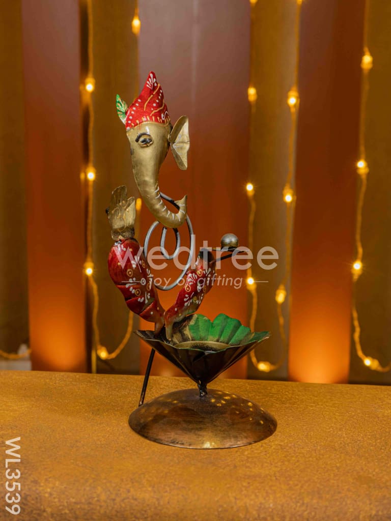 Metal Ganesha T Light Holder - Wl3539 Candles & Votives