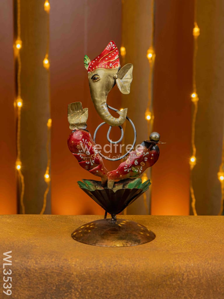 Metal Ganesha T Light Holder - Wl3539 Candles & Votives