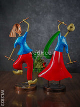 Metal Hand Painted Dandiya Dolls - Set Of 2 Wl2823 Decor Showpiece