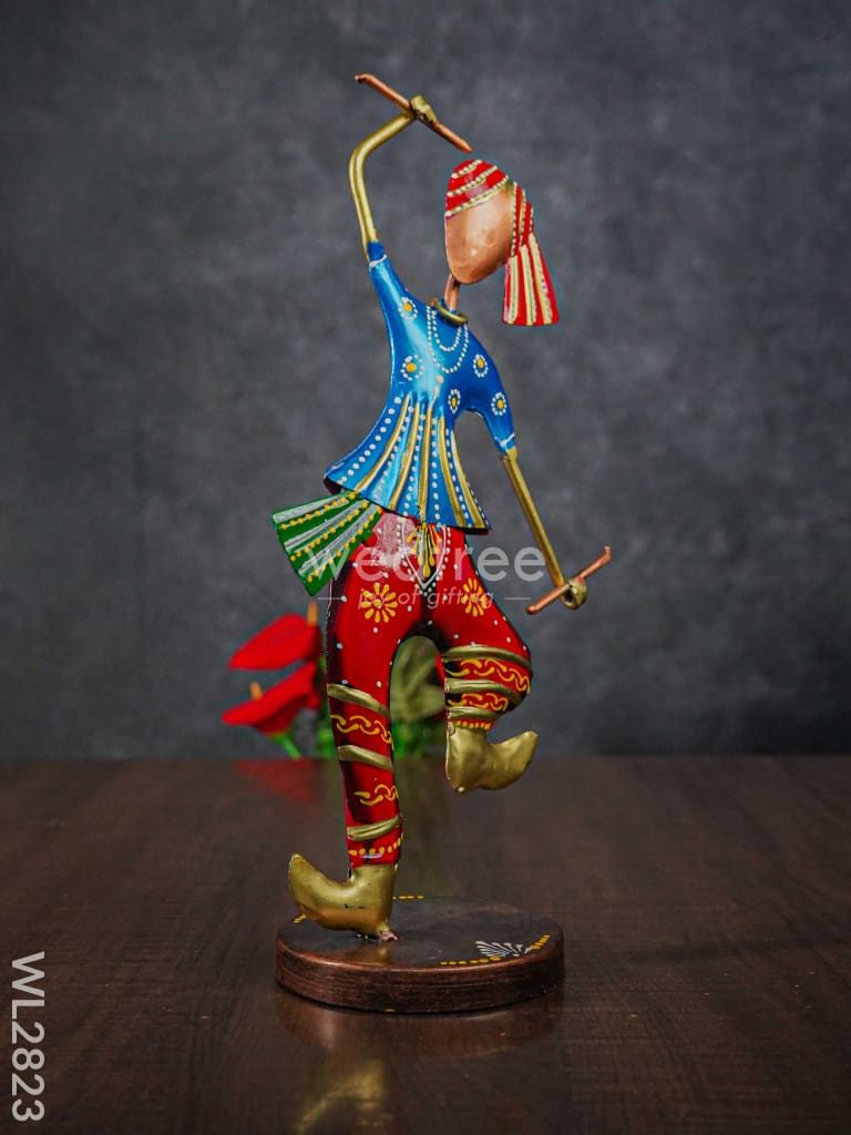 Metal Hand Painted Dandiya Dolls - Set Of 2 Wl2823 Decor Showpiece