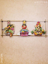 Metal Hand Painted Lakshmi Ganesha Saraswathi In Frame - Wl2943 Decor Hanging