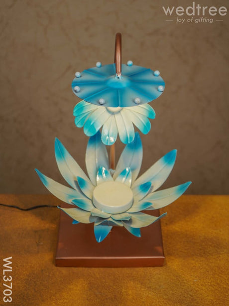 Metal Hand Painted Lotus Lamp - Wl3703 Decor Showpiece