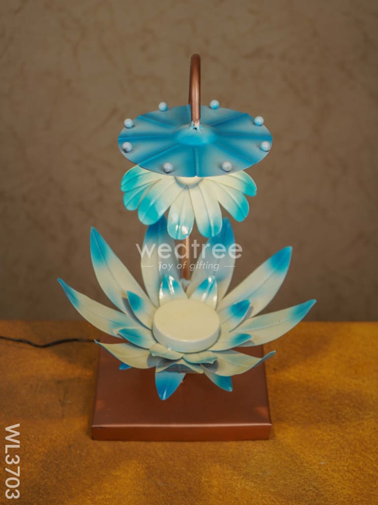 Metal Hand Painted Lotus Lamp - Wl3703 Decor Showpiece