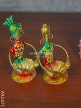 Metal Handpainted Musicians T Light Holder - Set Of 2 Wl2671 Candles And Votives