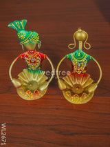 Metal Handpainted Musicians T Light Holder - Set Of 2 Wl2671 Candles And Votives