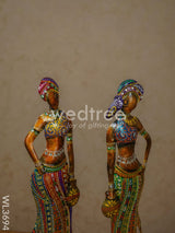 Metal Hand Painted Women - Set Of 2 Wl3694 Decor Showpiece